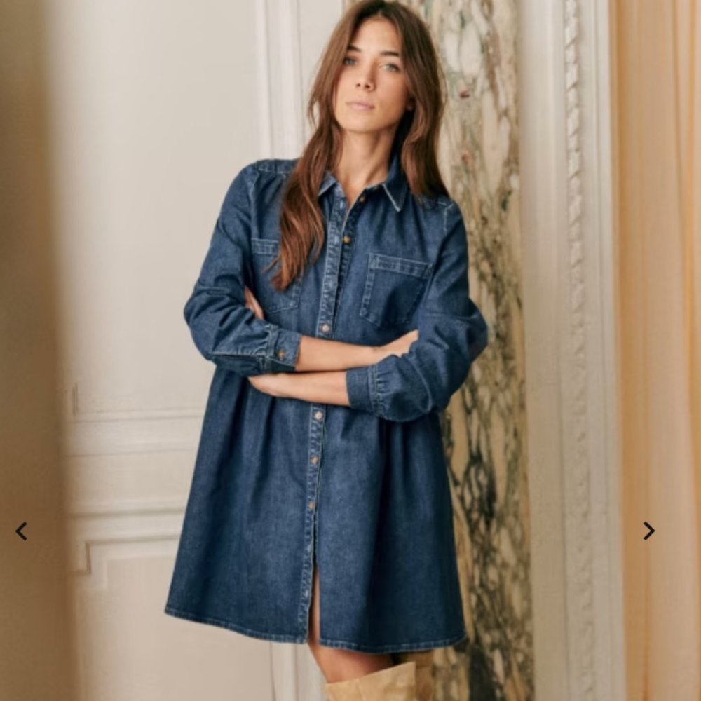 Sezane - LEANA DRESS, Dark blue denim